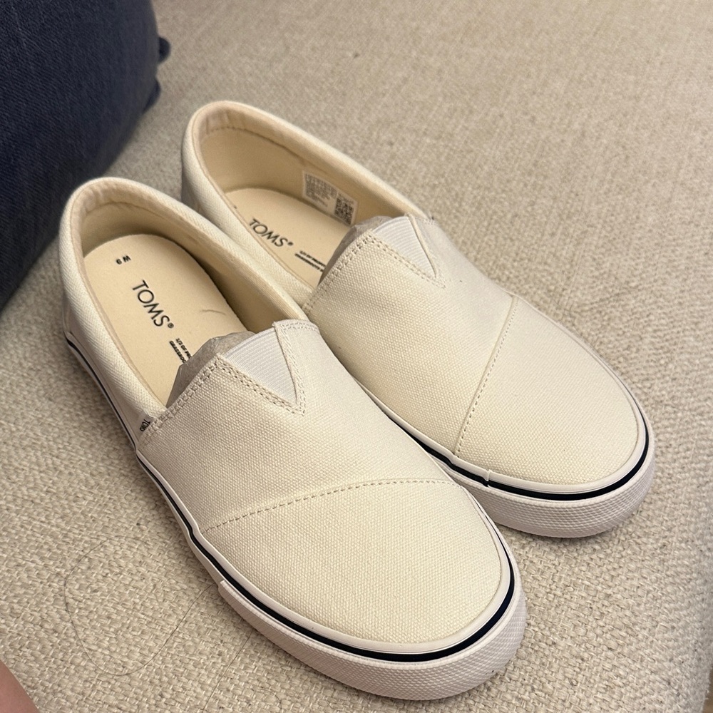 TOMS Off-White Canvas Slip-Ons